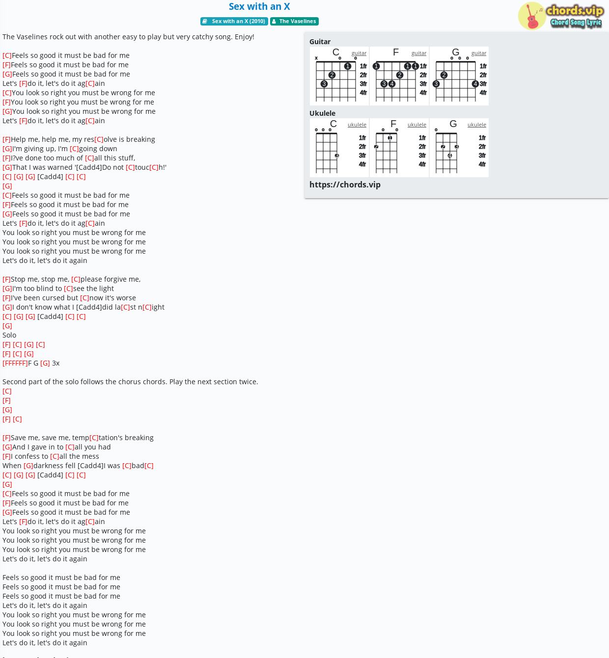 Chord Sex With An X The Vaselines Tab Song Lyric Sheet Guitar Ukulele Chords Vip