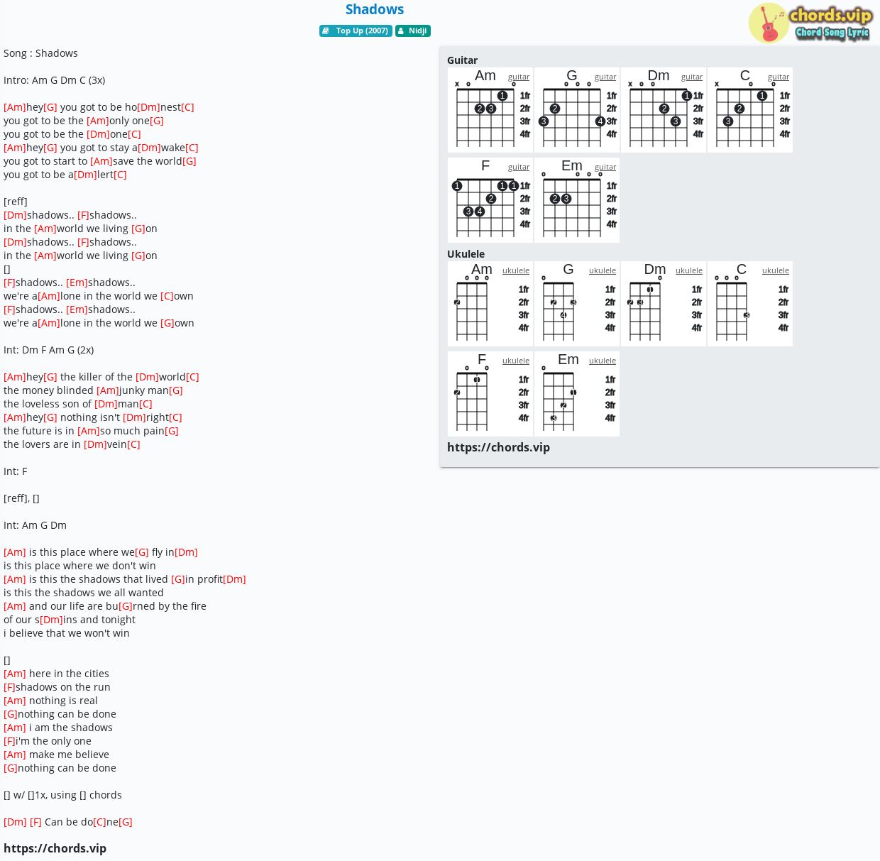 Chord Shadows Nidji Tab Song Lyric Sheet Guitar Ukulele Chords Vip