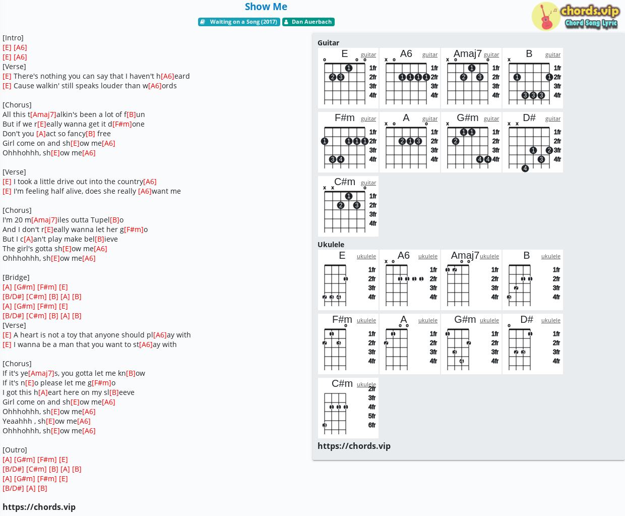 Chord Show Me Dan Auerbach Tab Song Lyric Sheet Guitar Ukulele Chords Vip