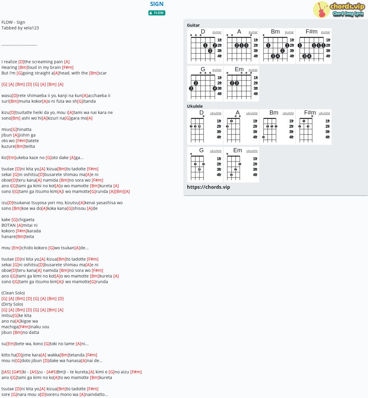 Chord Sign Flow Tab Song Lyric Sheet Guitar Ukulele Chords Vip