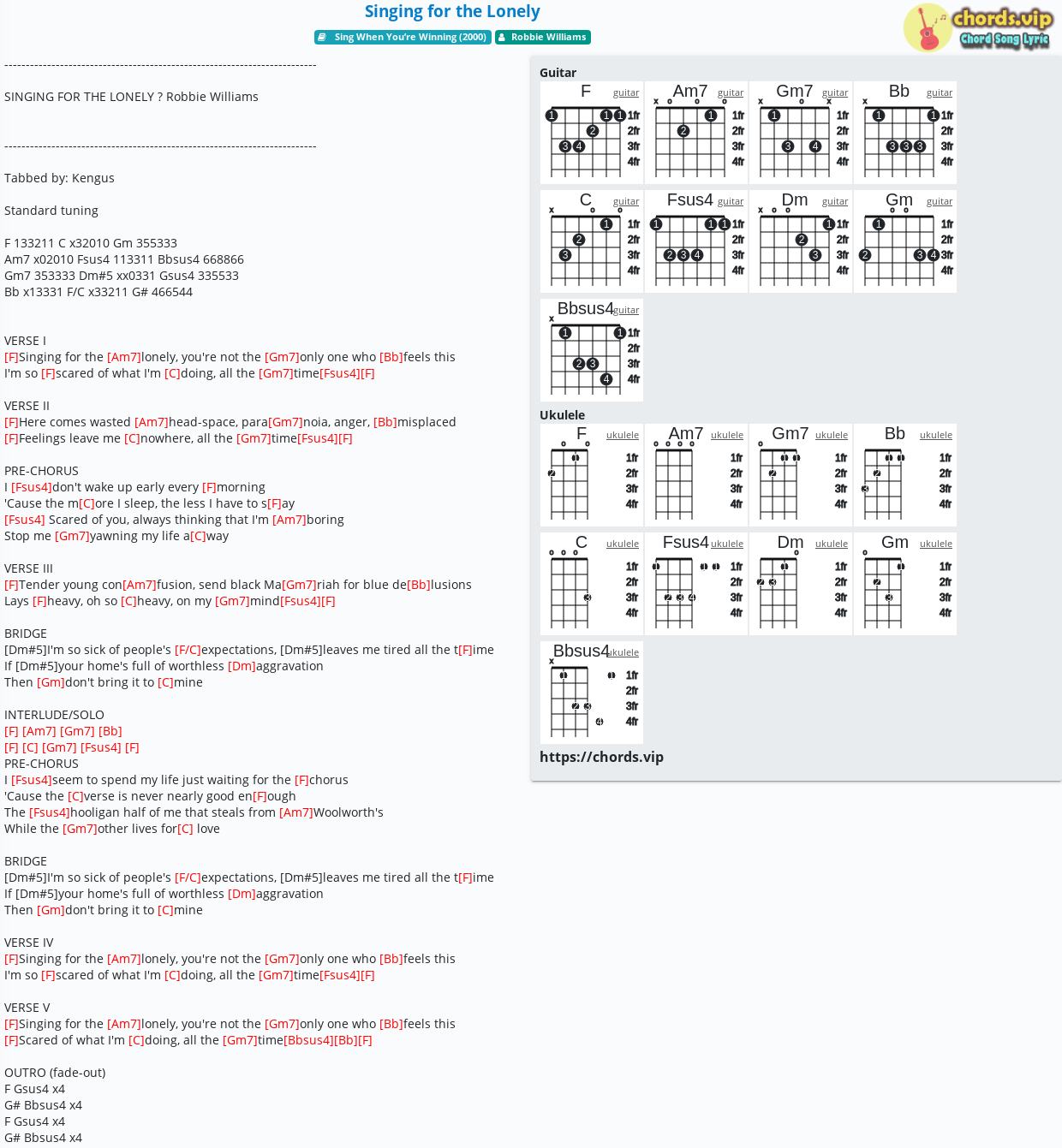 Chord Singing For The Lonely Robbie Williams Tab Song Lyric Sheet Guitar Ukulele Chords Vip Chord Singing For The Lonely Robbie Williams Tab Song Lyric Sheet Guitar Ukulele Chords Vip
