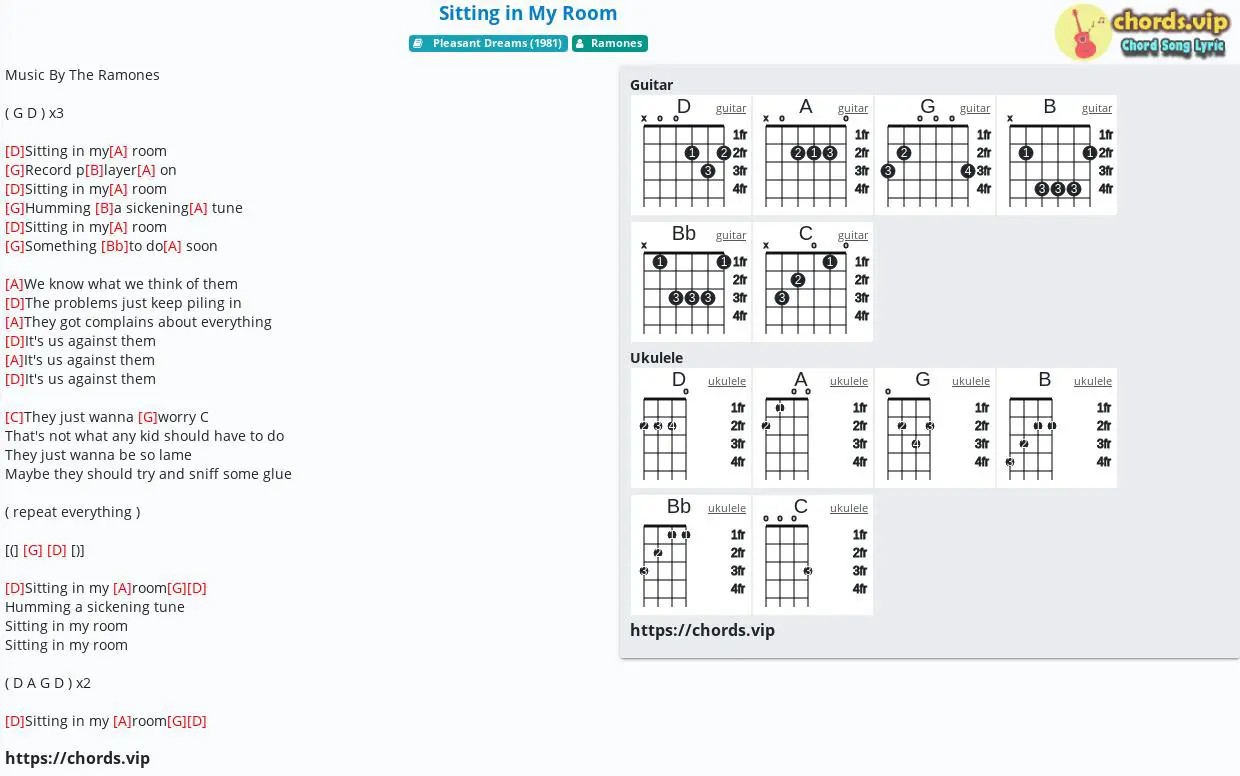 Chord Sitting In My Room Ramones Tab Song Lyric Sheet Guitar Ukulele Chords Vip Chord Sitting In My Room Ramones Tab Song Lyric Sheet Guitar Ukulele Chords Vip