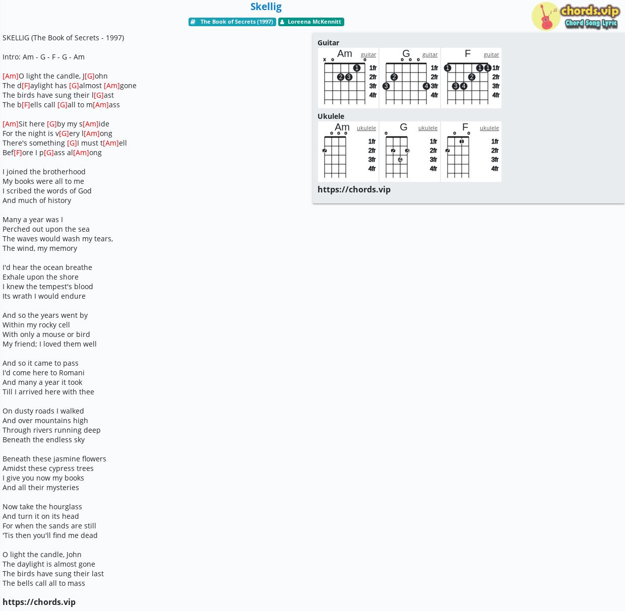 Chord Skellig Loreena Mckennitt Tab Song Lyric Sheet Guitar Ukulele Chords Vip
