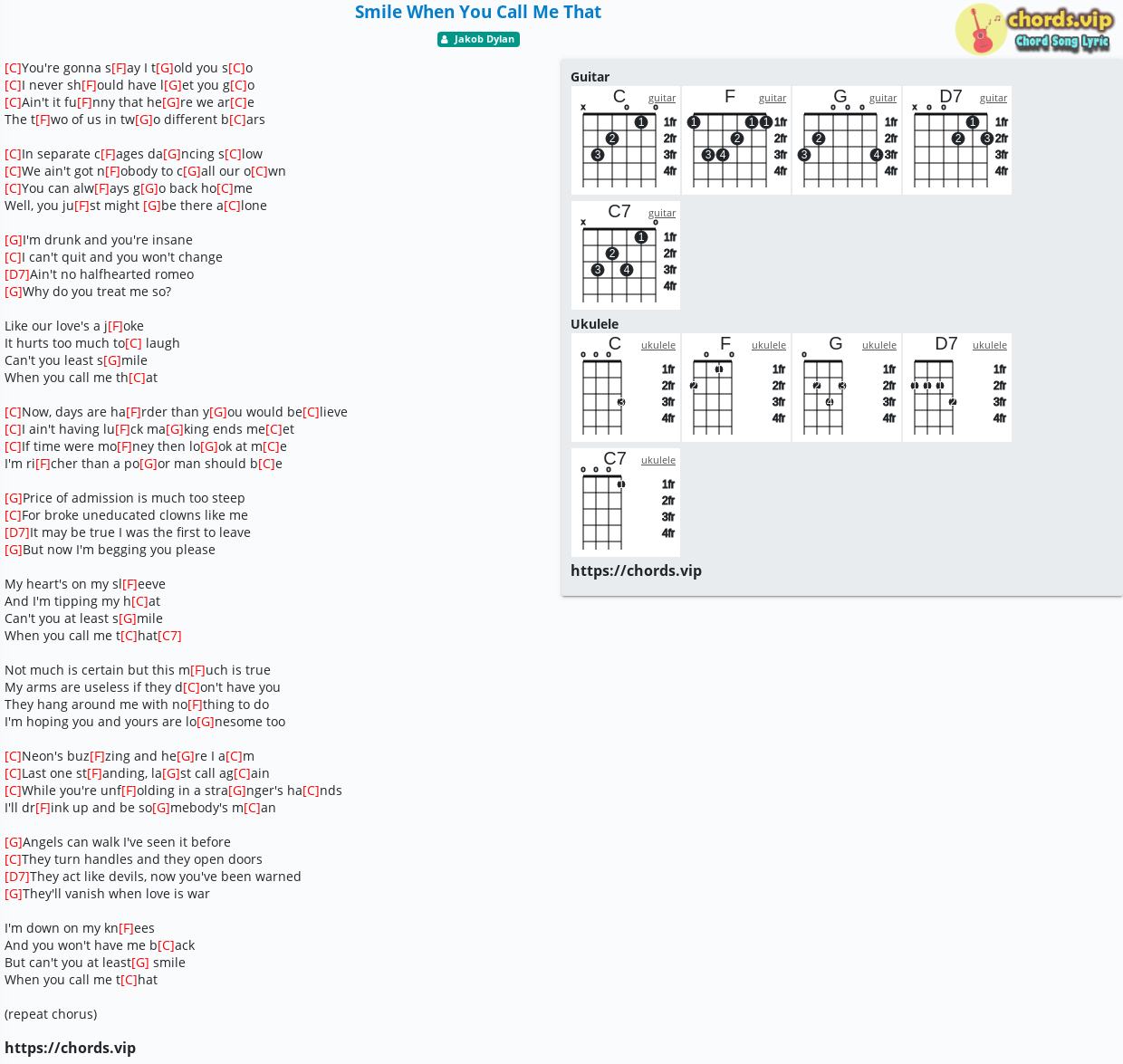 Chord Smile When You Call Me That Jakob Dylan Tab Song Lyric Sheet Guitar Ukulele Chords Vip