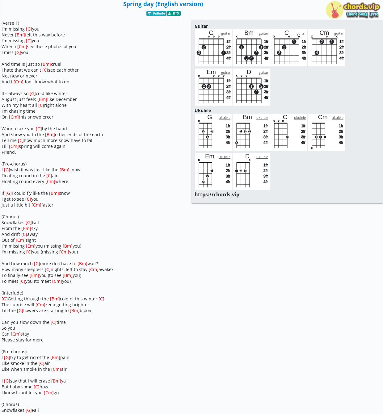 Chord Spring Day English Version Bts Tab Song Lyric Sheet Guitar Ukulele Chords Vip