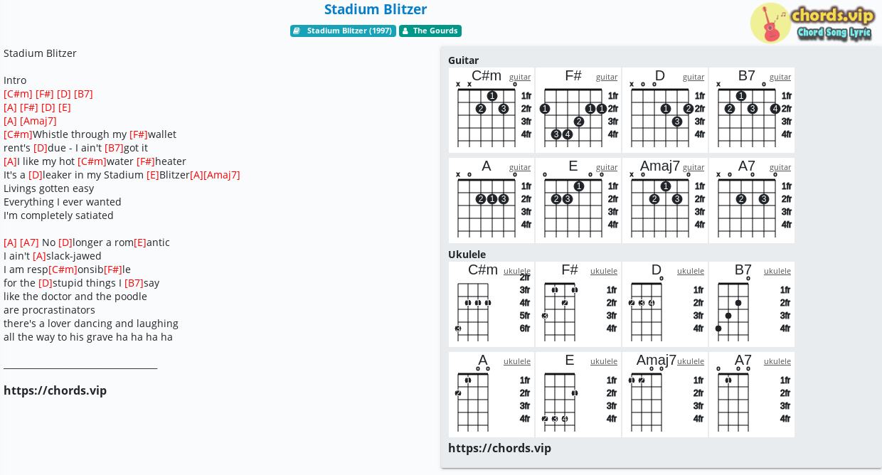 Chord Stadium Blitzer The Gourds Tab Song Lyric Sheet Guitar Ukulele Chords Vip
