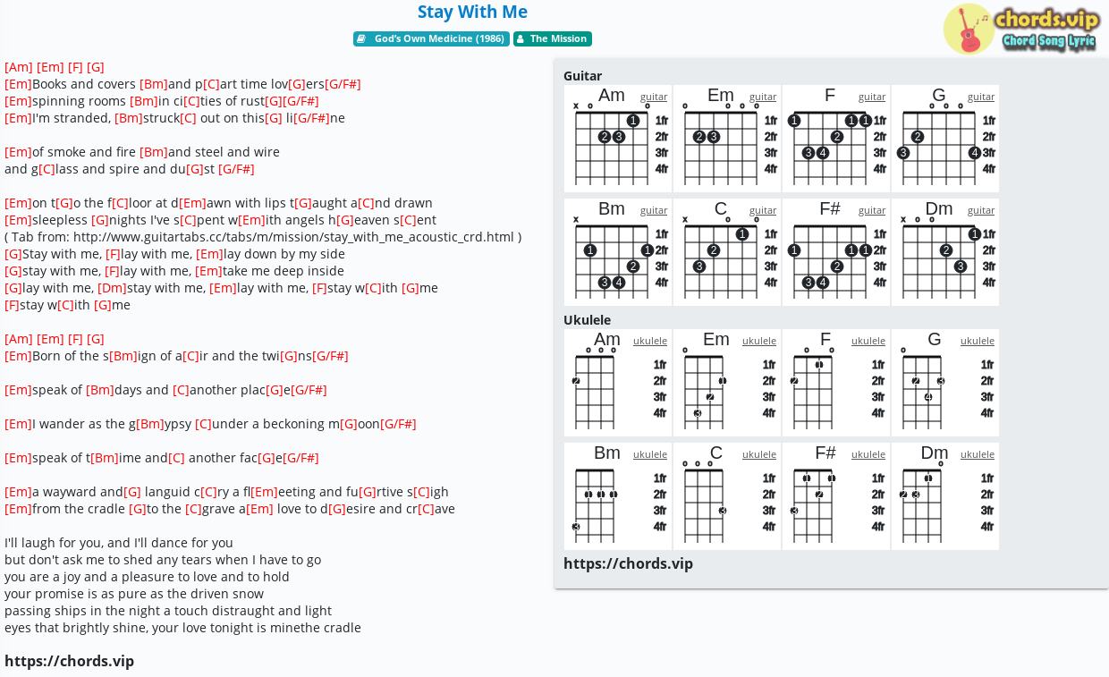 Chord Stay With Me The Mission Tab Song Lyric Sheet Guitar Ukulele Chords Vip