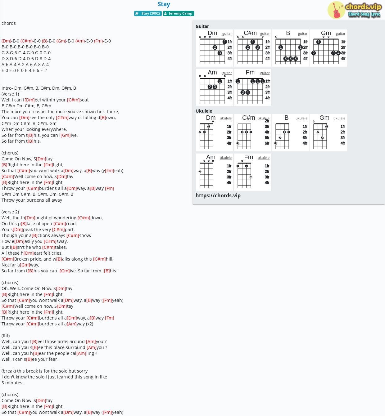 Chord Stay Jeremy Camp Tab Song Lyric Sheet Guitar Ukulele Chords Vip