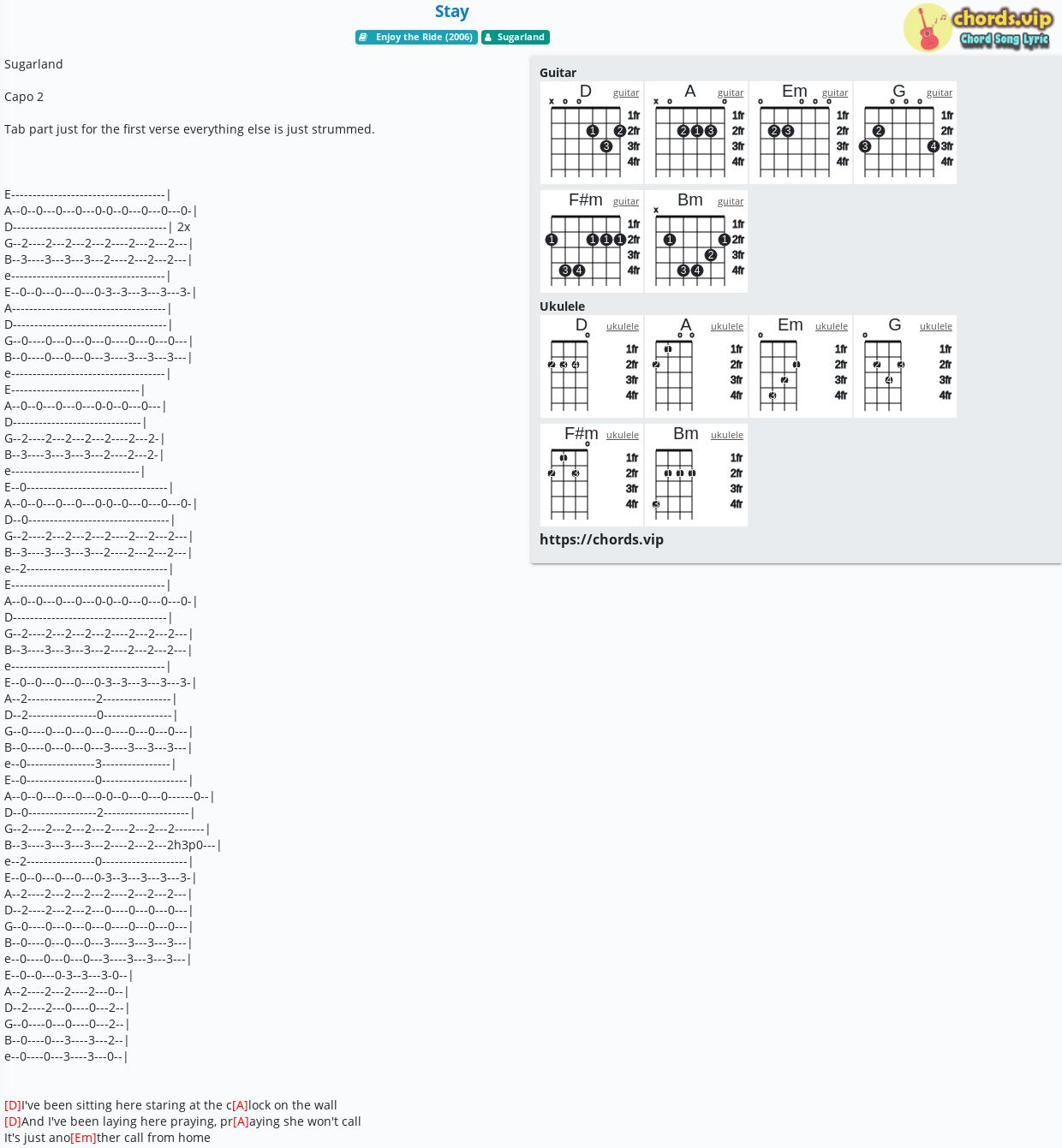 Chord Stay tab, song lyric, sheet, guitar, ukulele chords.vip