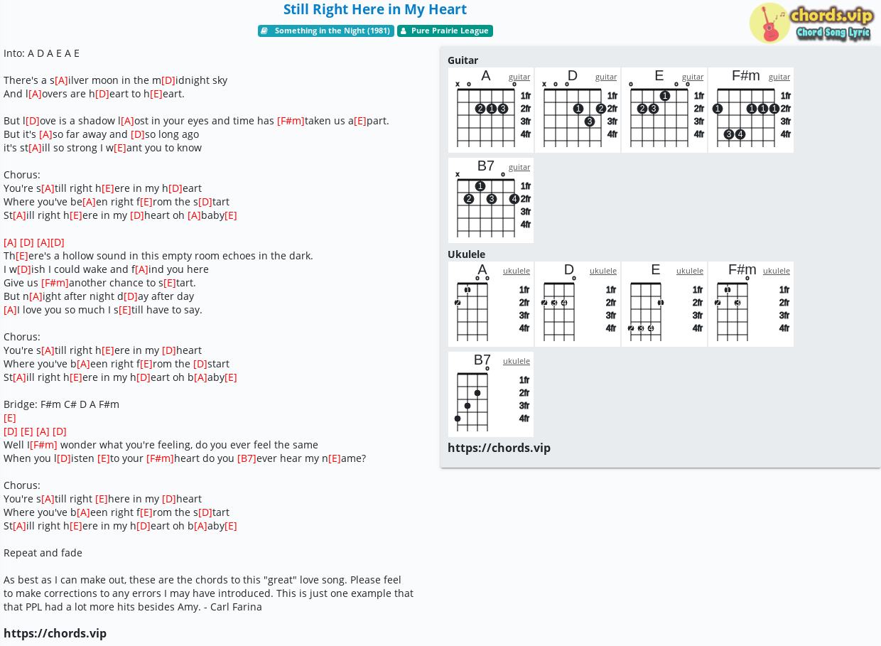Chord Still Right Here In My Heart Pure Prairie League Tab Song Lyric Sheet Guitar Ukulele Chords Vip Chord Still Right Here In My Heart Pure Prairie League Tab Song Lyric Sheet Guitar Ukulele Chords Vip