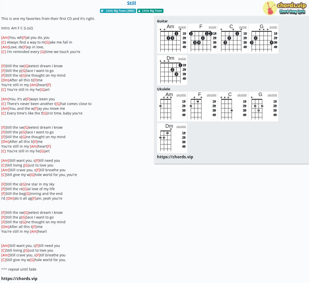 Chord Still Tab Song Lyric Sheet Guitar Ukulele Chords Vip