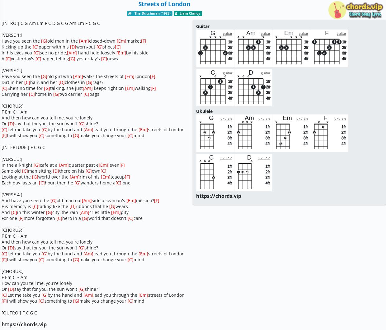 the streets of london chords