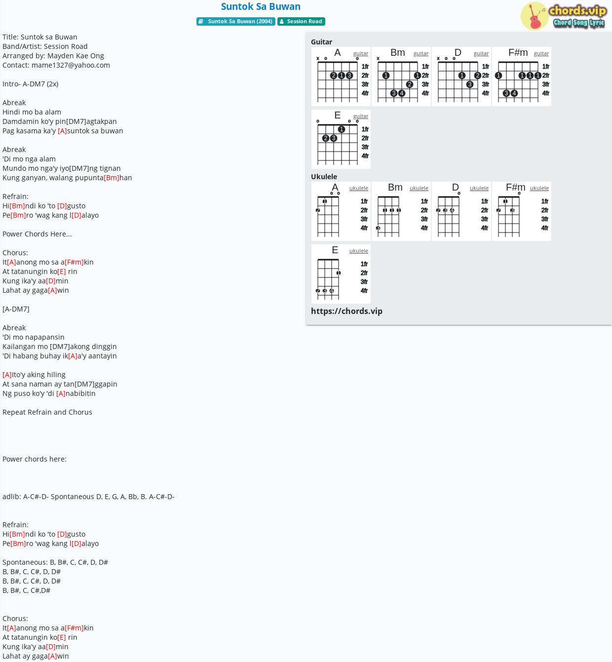 Chord: Suntok Sa Buwan - tab, song lyric, sheet, guitar, ukulele