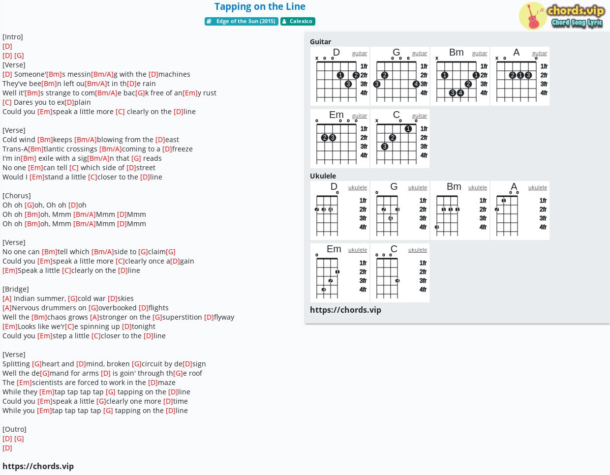 Chord Tapping On The Line Calexico Tab Song Lyric Sheet Guitar Ukulele Chords Vip