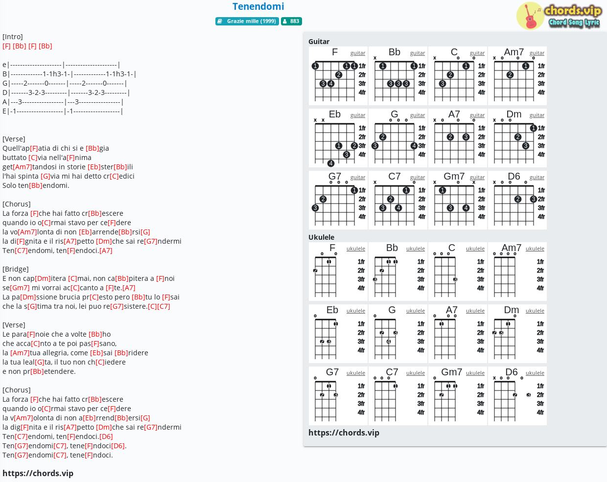 Chord Tenendomi 8 Tab Song Lyric Sheet Guitar Ukulele Chords Vip