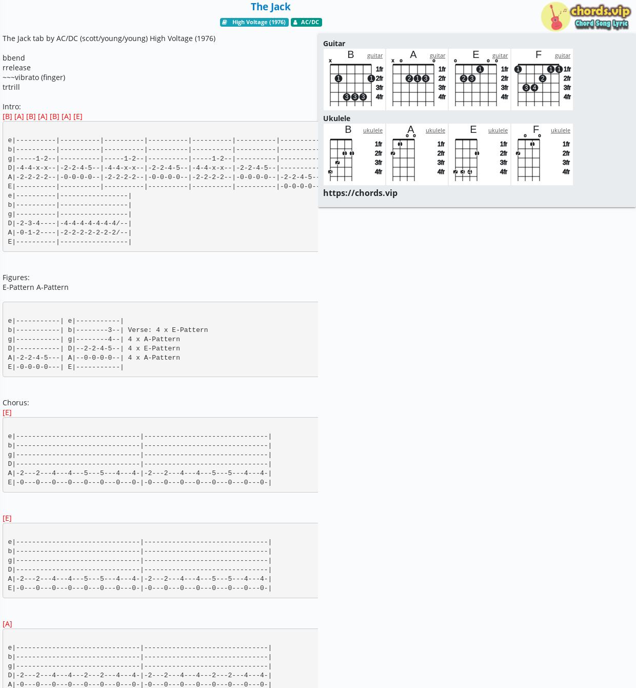 The Jack - AC/DC - tab, song lyric, sheet, guitar, ukulele | chords .vip