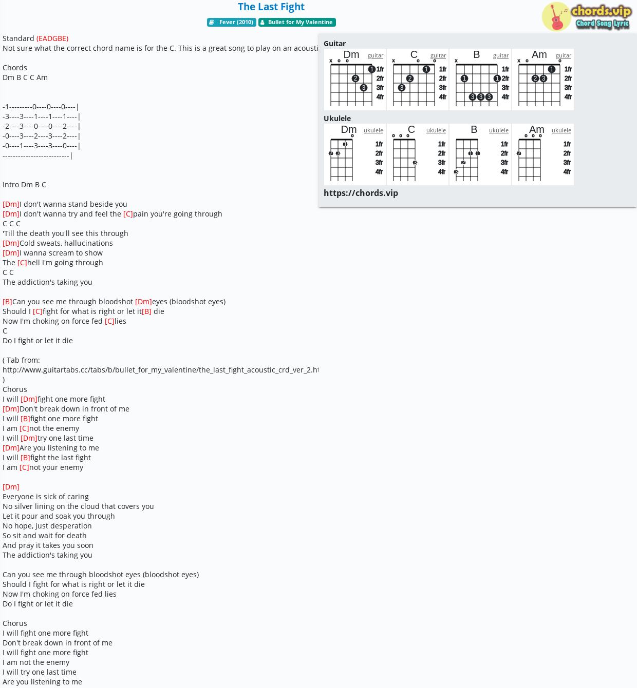 Chord The Last Fight Bullet For My Valentine Tab Song Lyric Sheet Guitar Ukulele Chords Vip