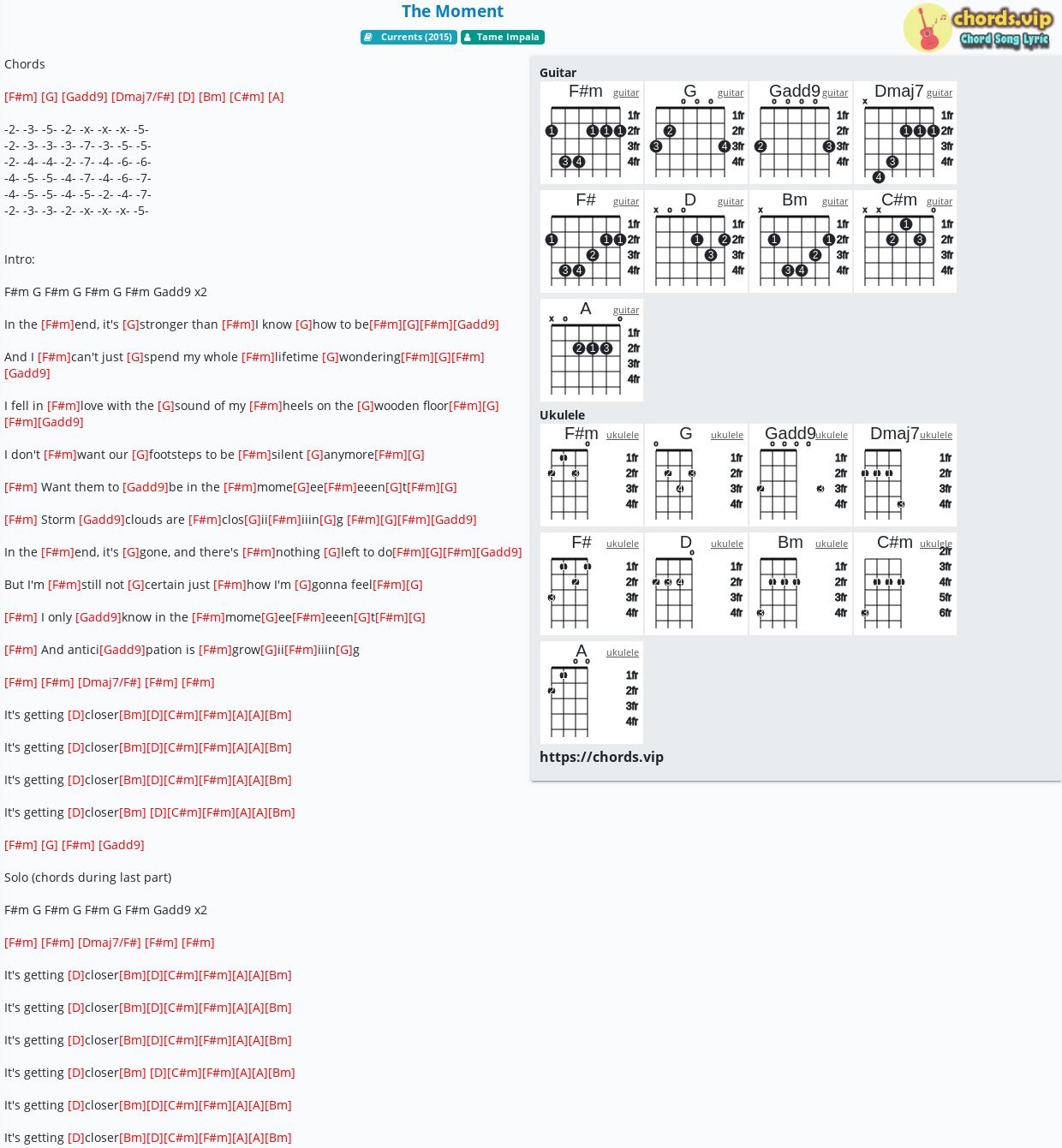 Chord The Moment Tame Impala Tab Song Lyric Sheet Guitar Ukulele Chords Vip