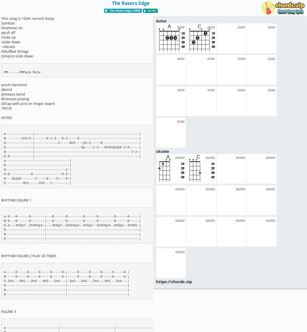 Chord The Razors Edge Ac Dc Tab Song Lyric Sheet Guitar Ukulele Chords Vip