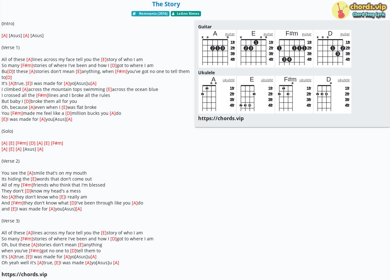 Chord: The Story - LeAnn Rimes - tab, song lyric, sheet, guitar