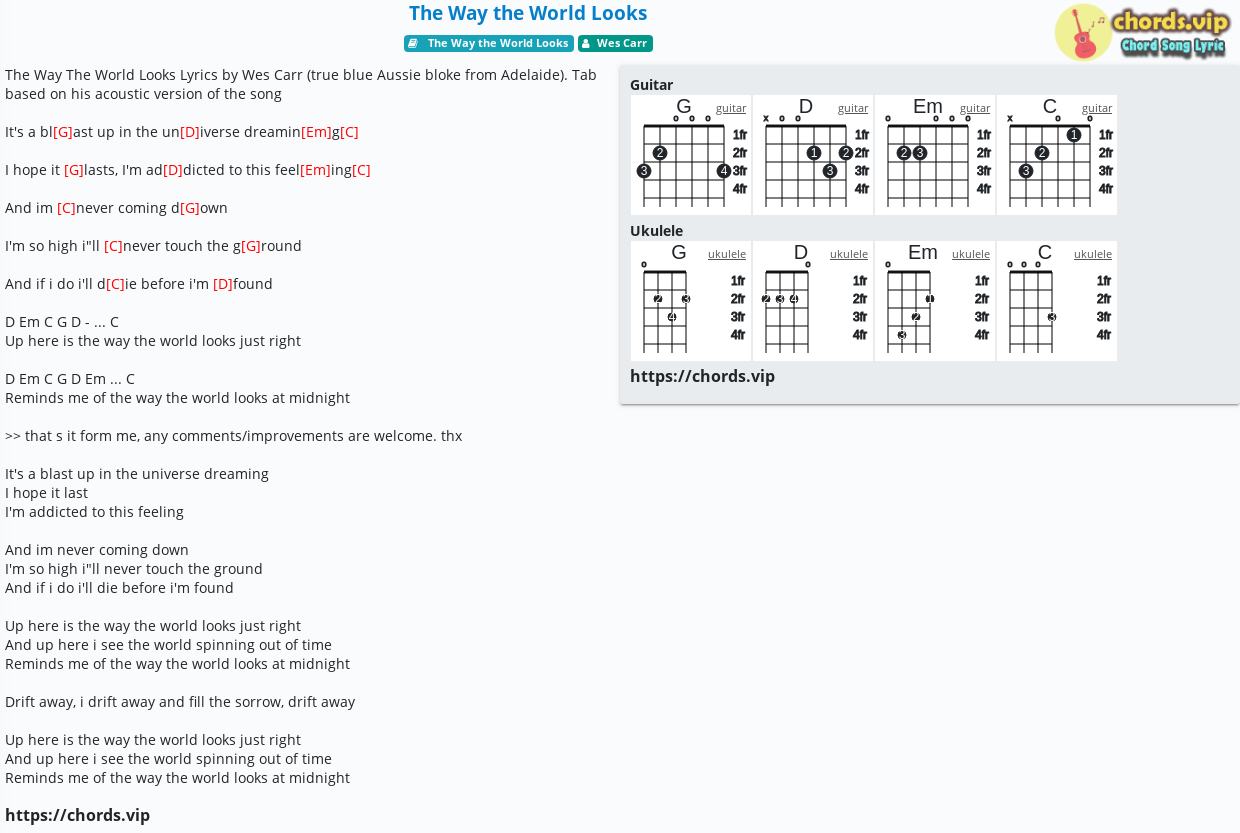 Chord The Way The World Looks Wes Carr Tab Song Lyric Sheet Guitar Ukulele Chords Vip Chord The Way The World Looks Wes Carr Tab Song Lyric Sheet Guitar Ukulele Chords Vip