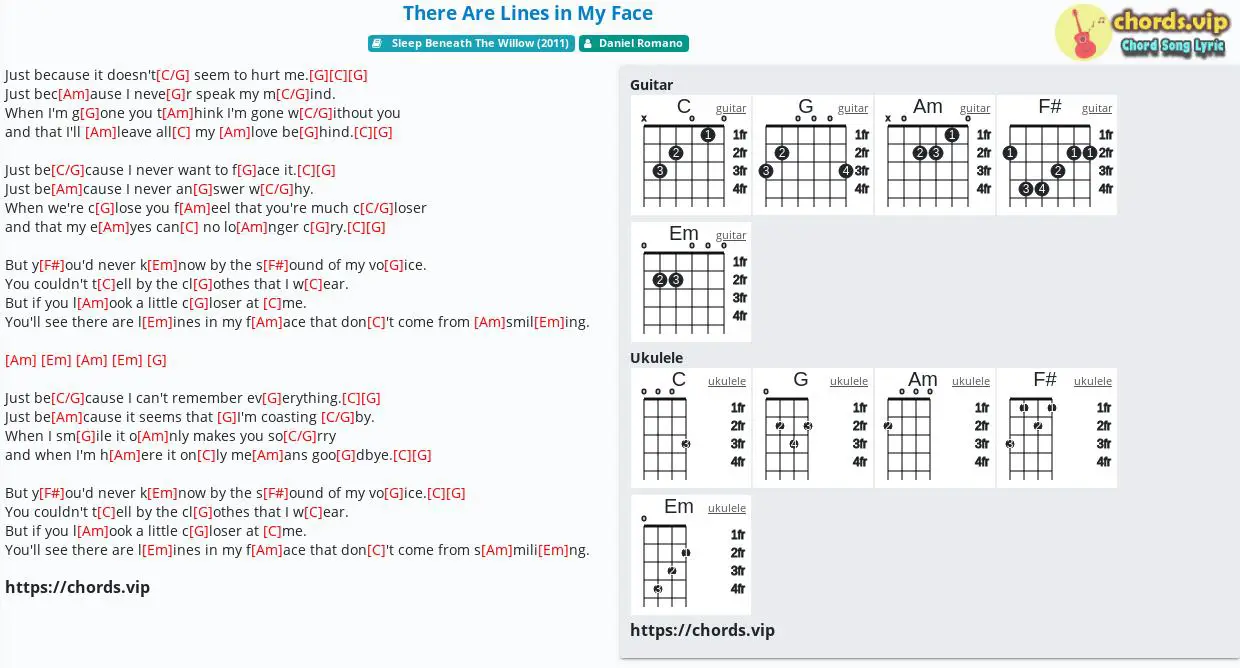 Chord There Are Lines In My Face Daniel Romano Tab Song Lyric Sheet Guitar Ukulele Chords Vip