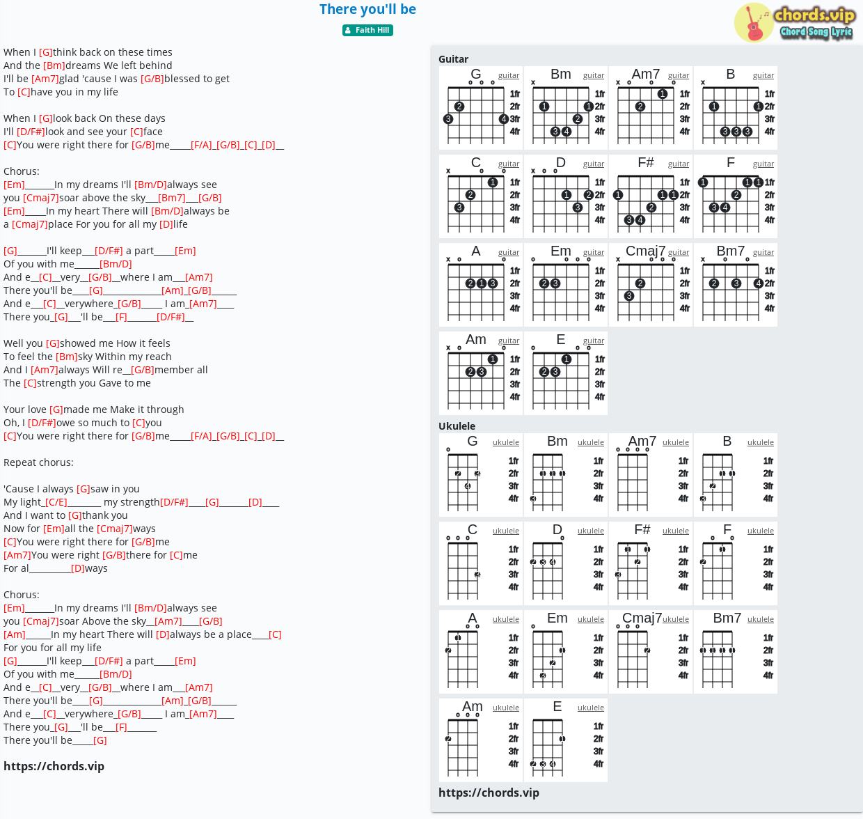 Joseph Banks Mangler saltet Chord: There you'll be - Faith Hill - tab, song lyric, sheet, guitar,  ukulele | chords.vip