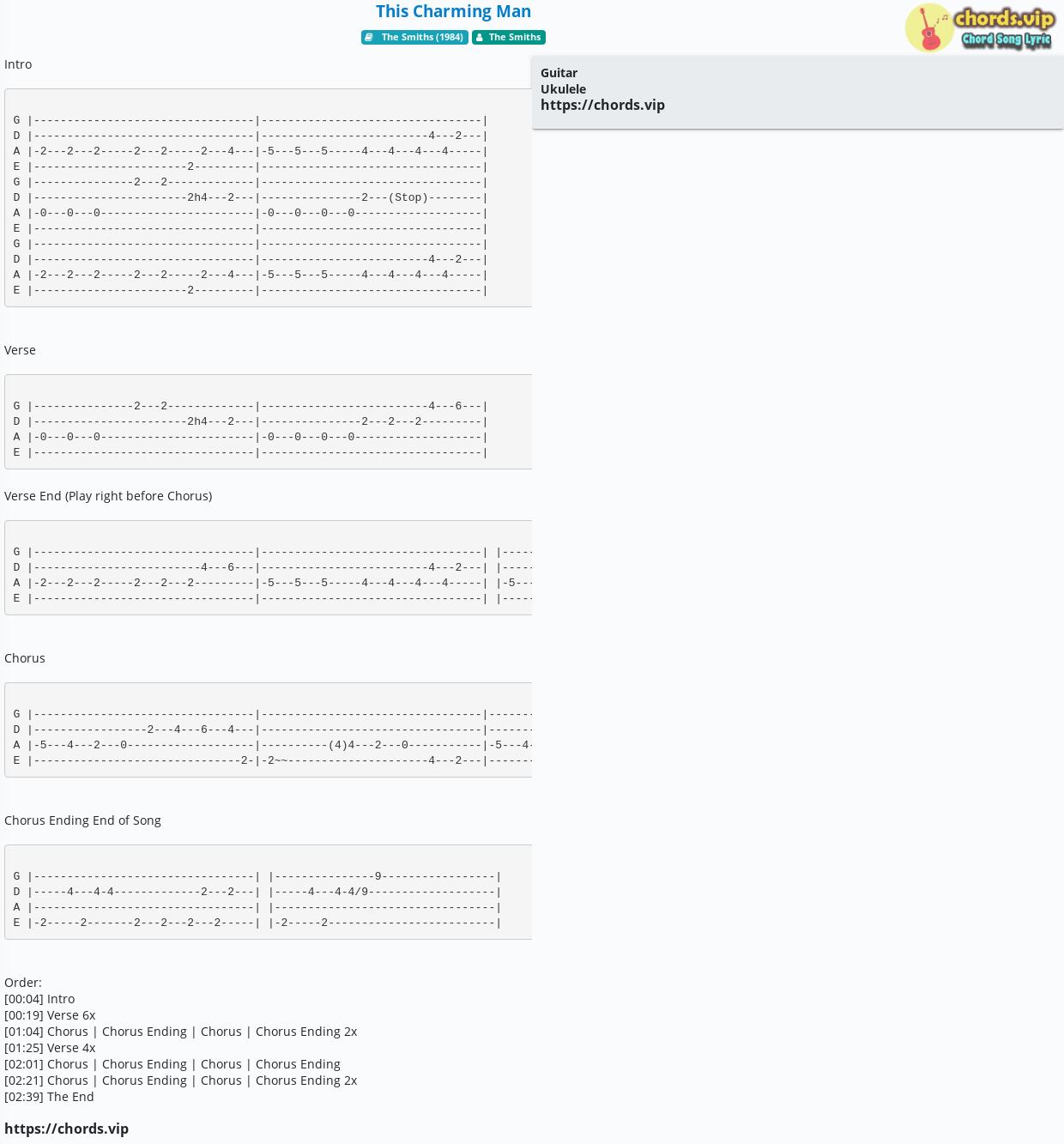 Chord This Charming Man The Smiths Tab Song Lyric Sheet Guitar Ukulele Chords Vip