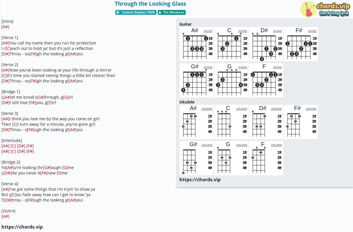 Looking At You Through The Glass Lyrics Chord: Through the Looking Glass - tab, song lyric, sheet, guitar