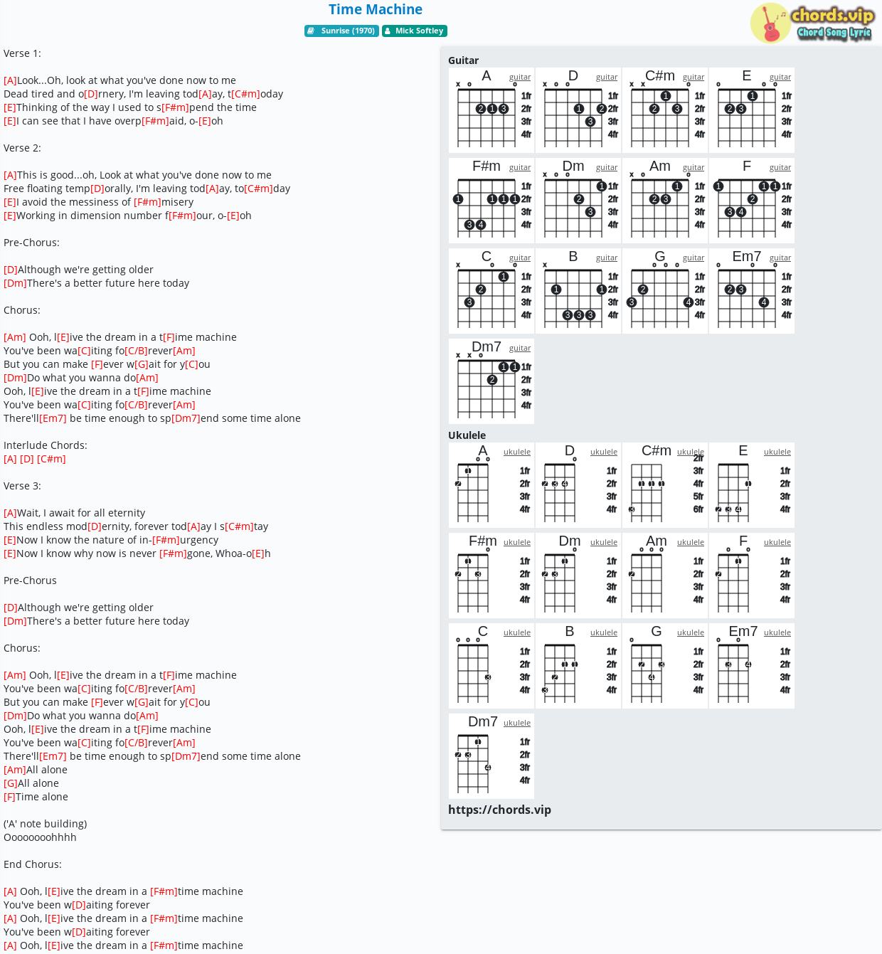 Chord Time Machine Mick Softley Tab Song Lyric Sheet Guitar Ukulele Chords Vip