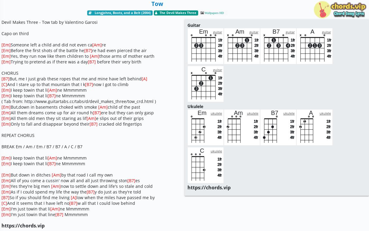 baggrund motor Erhverv Chord: Tow - The Devil Makes Three - tab, song lyric, sheet, guitar,  ukulele | chords.vip