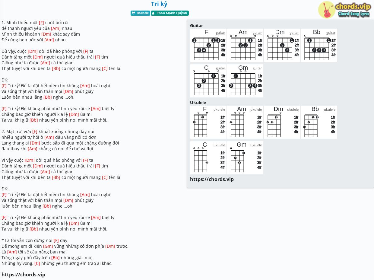 Sheet: Tri kỷ - PDF - song lyric, sheet | chords.vip