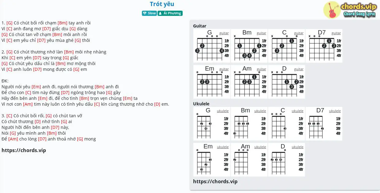 Chord Trot Yeu Ai Phương Tab Song Lyric Sheet Guitar Ukulele Chords Vip