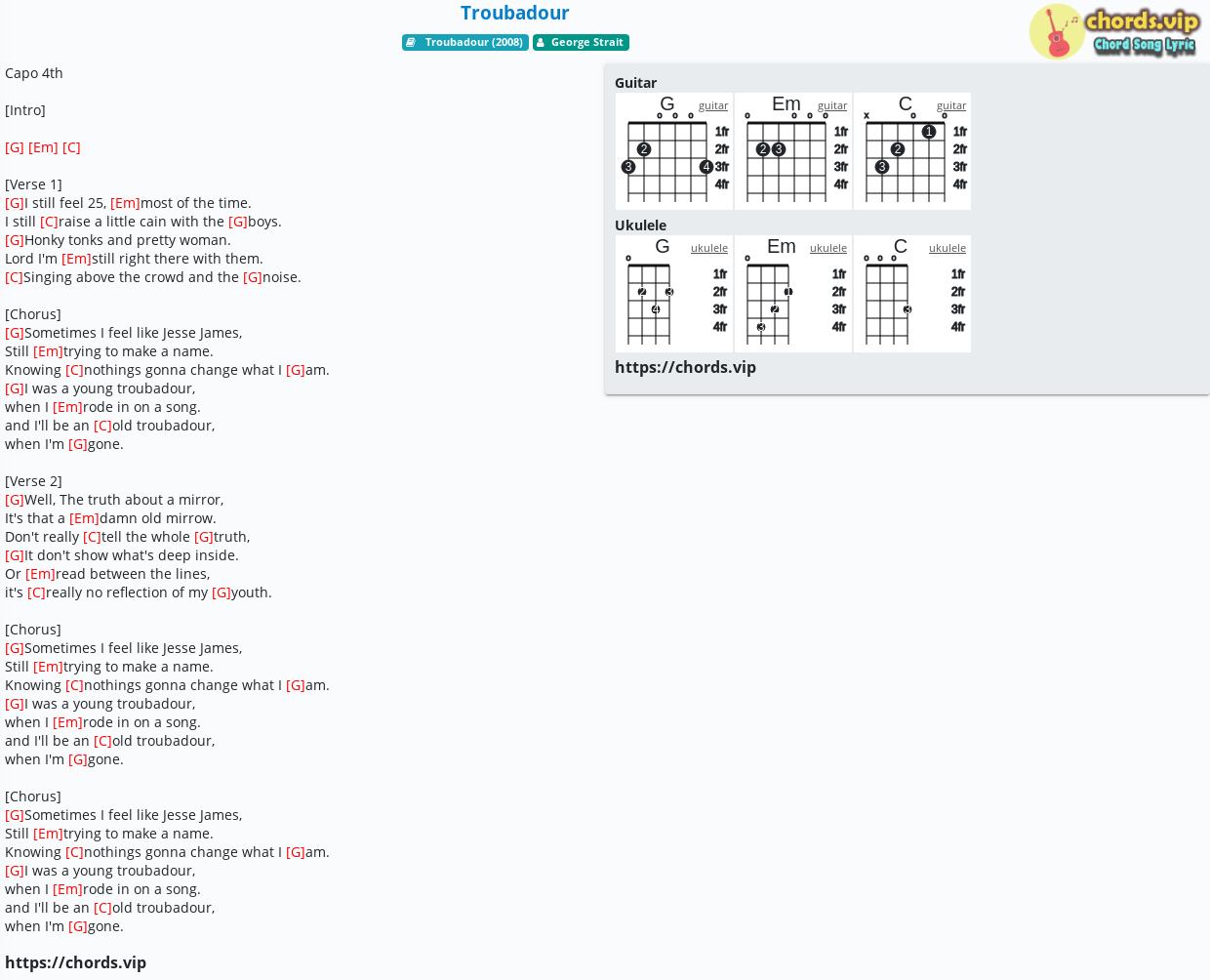 george strait the best day chords
