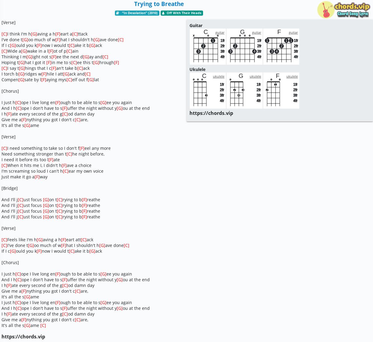 Chord Trying To Breathe Off With Their Heads Tab Song Lyric Sheet Guitar Ukulele Chords Vip