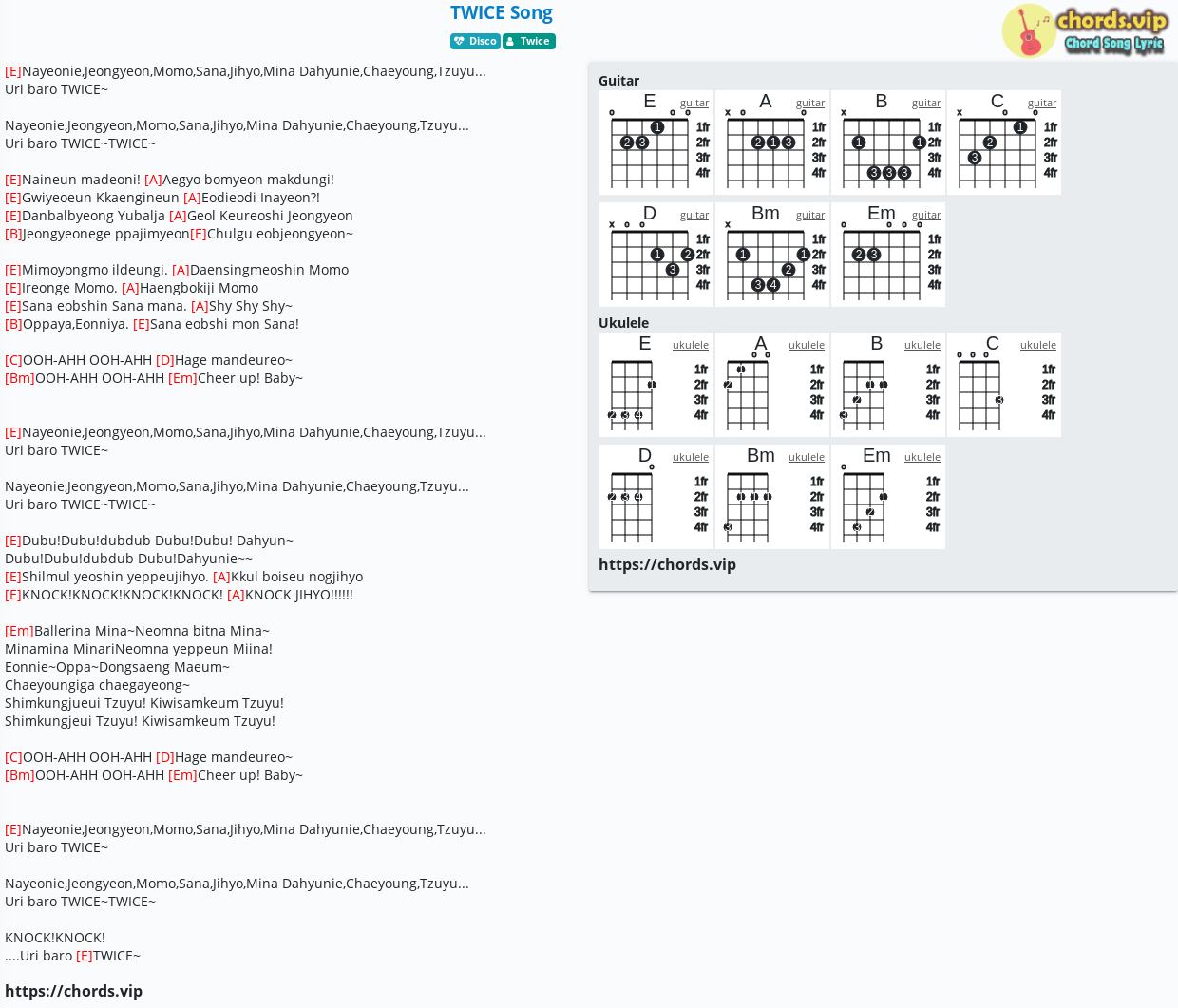 Chord Twice Song Twice Tab Song Lyric Sheet Guitar Ukulele Chords Vip