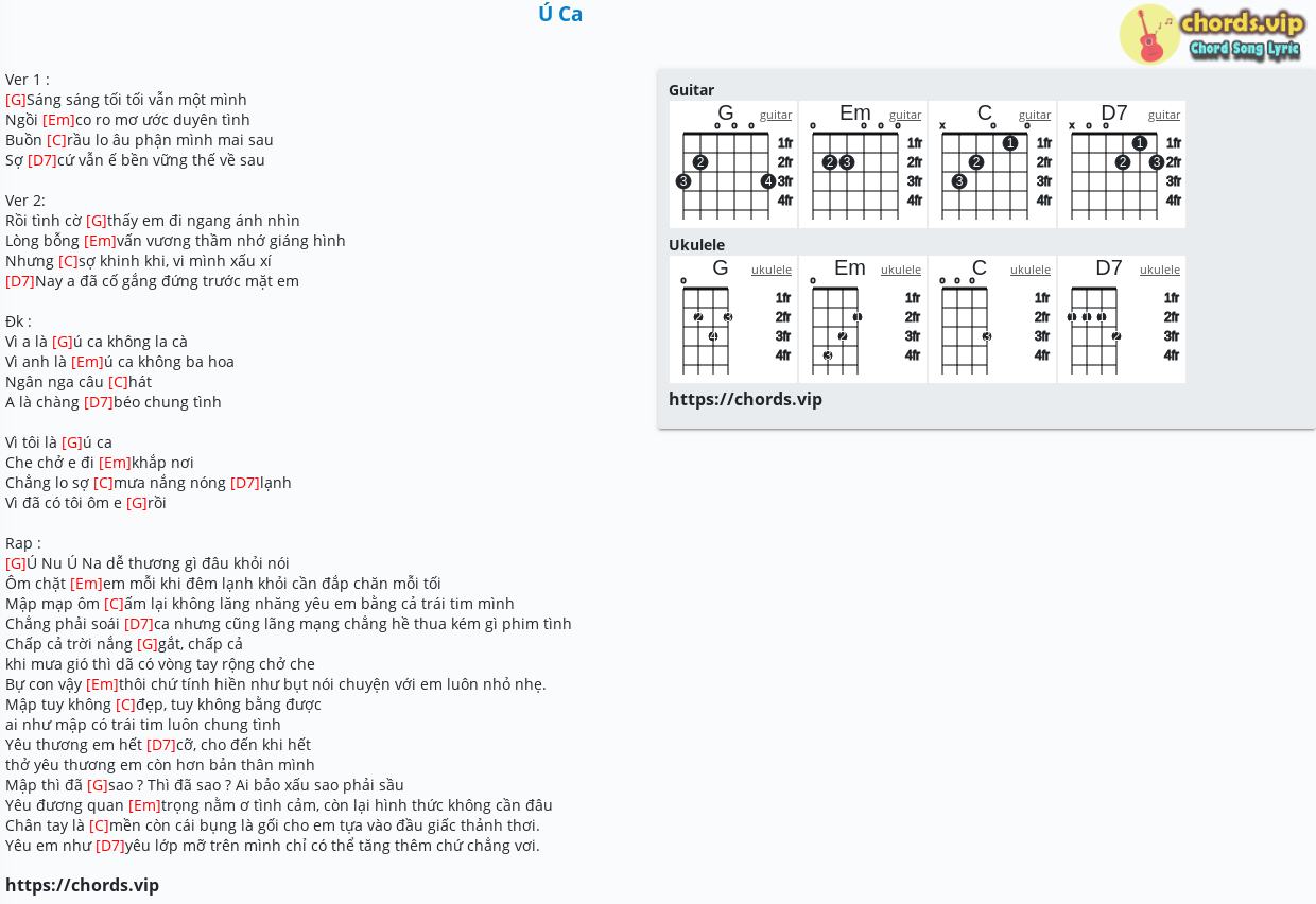 Chord U Ca Minh Phuc Bin Tab Song Lyric Sheet Guitar Ukulele Chords Vip