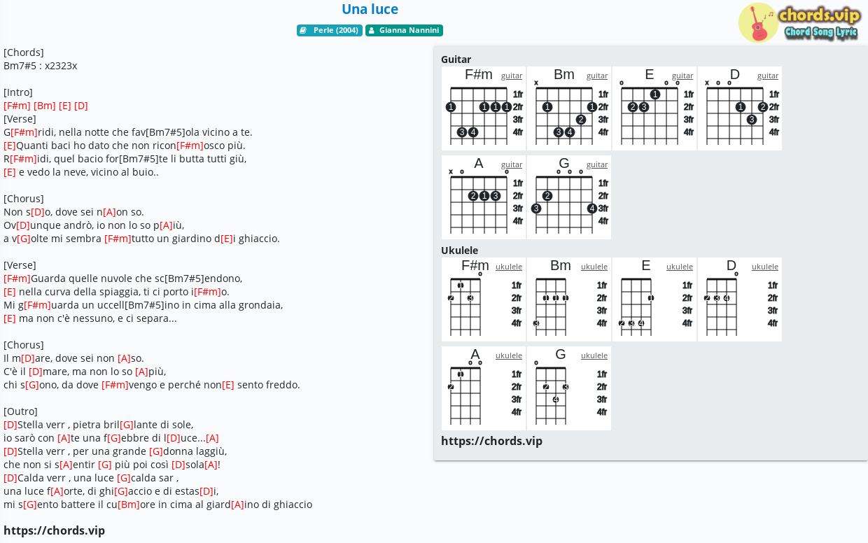 Chord Una Luce Gianna Nannini Tab Song Lyric Sheet Guitar Ukulele Chords Vip