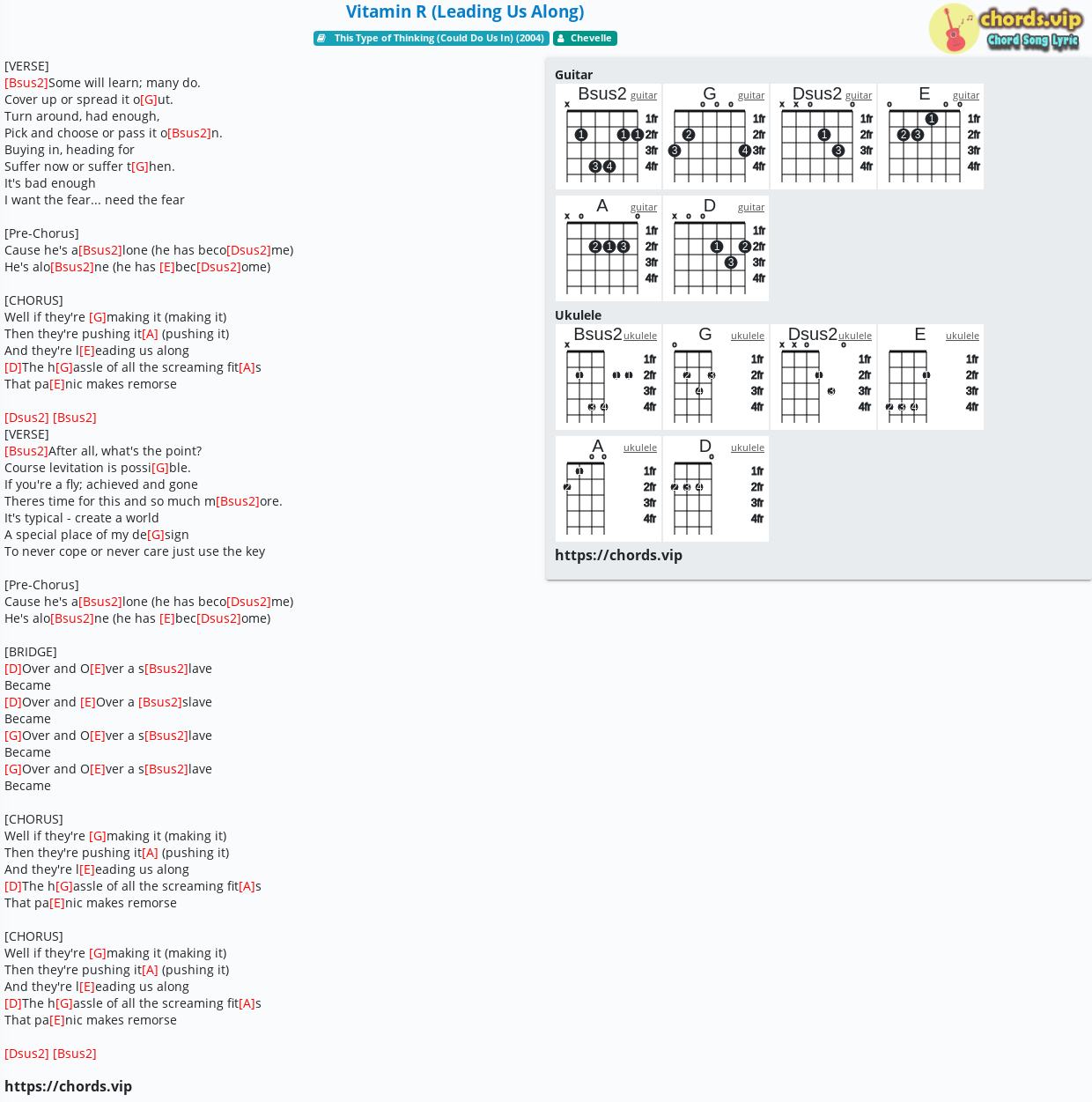 vitamin r chevelle guitar tab vitamin r chevelle guitar tab