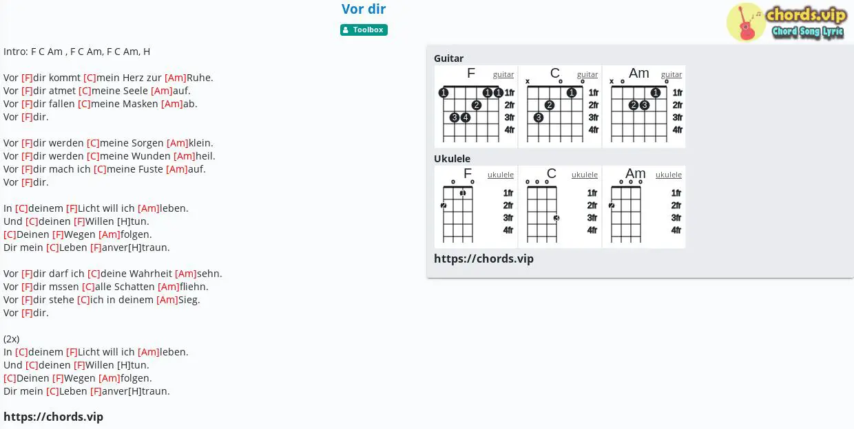 Chord Vor dir Toolbox tab, song lyric, sheet, guitar, ukulele chords.vip
