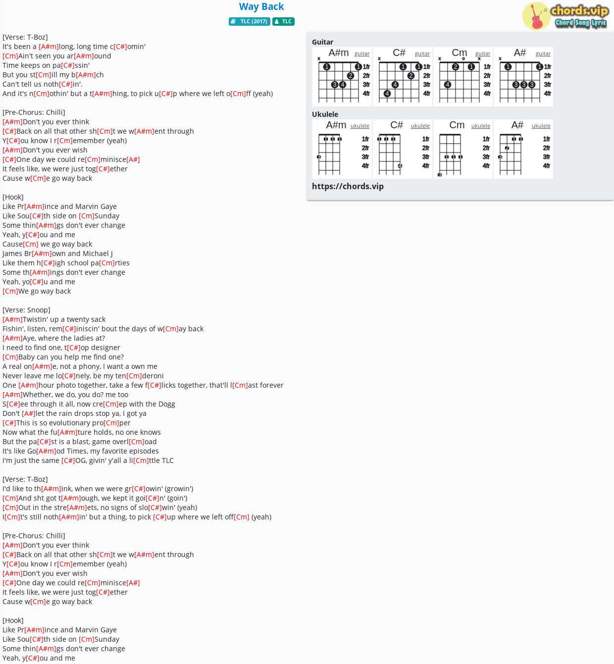 Chord Way Back Tlc Tab Song Lyric Sheet Guitar Ukulele Chords Vip