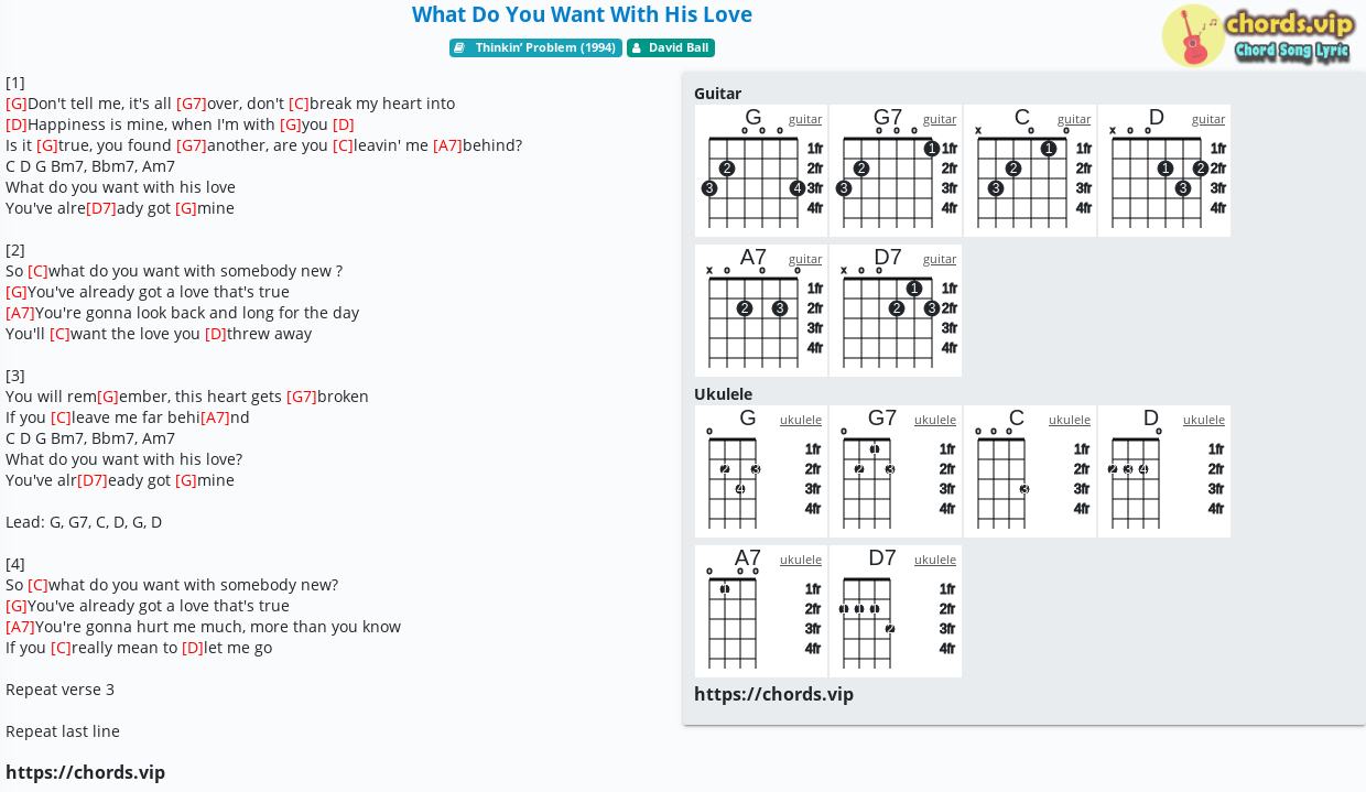 Chord What Do You Want With His Love David Ball Tab Song Lyric Sheet Guitar Ukulele Chords Vip