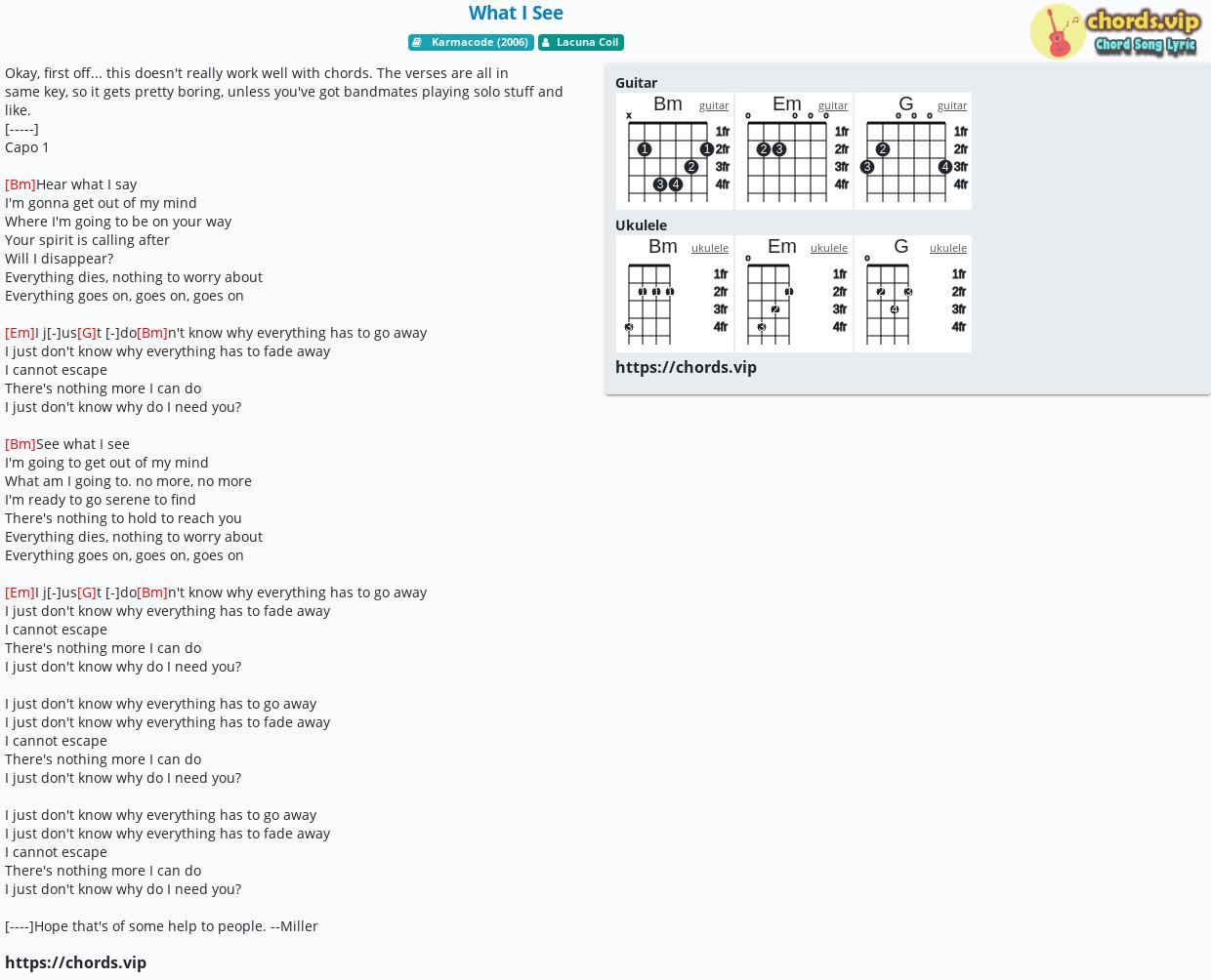 Chord What I See Lacuna Coil Tab Song Lyric Sheet Guitar Ukulele Chords Vip