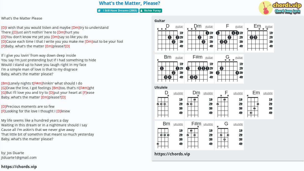 Chord What S The Matter Please Richie Furay Tab Song Lyric Sheet Guitar Ukulele Chords Vip