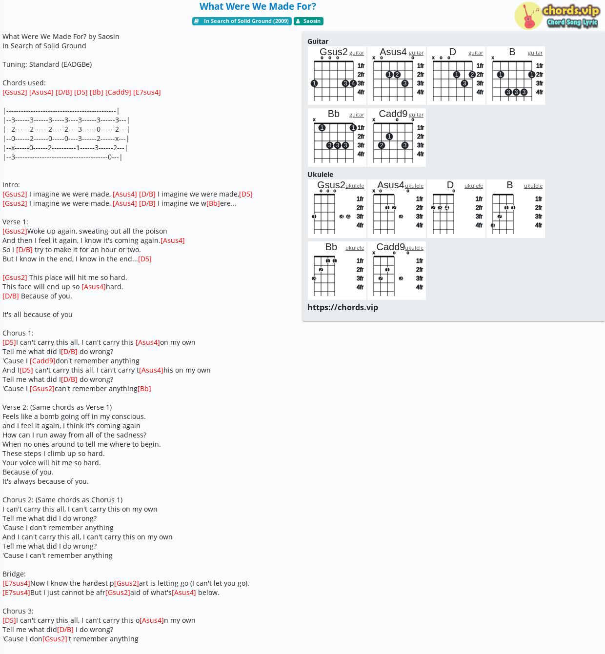 Chord What Were We Made For Saosin Tab Song Lyric Sheet Guitar Ukulele Chords Vip
