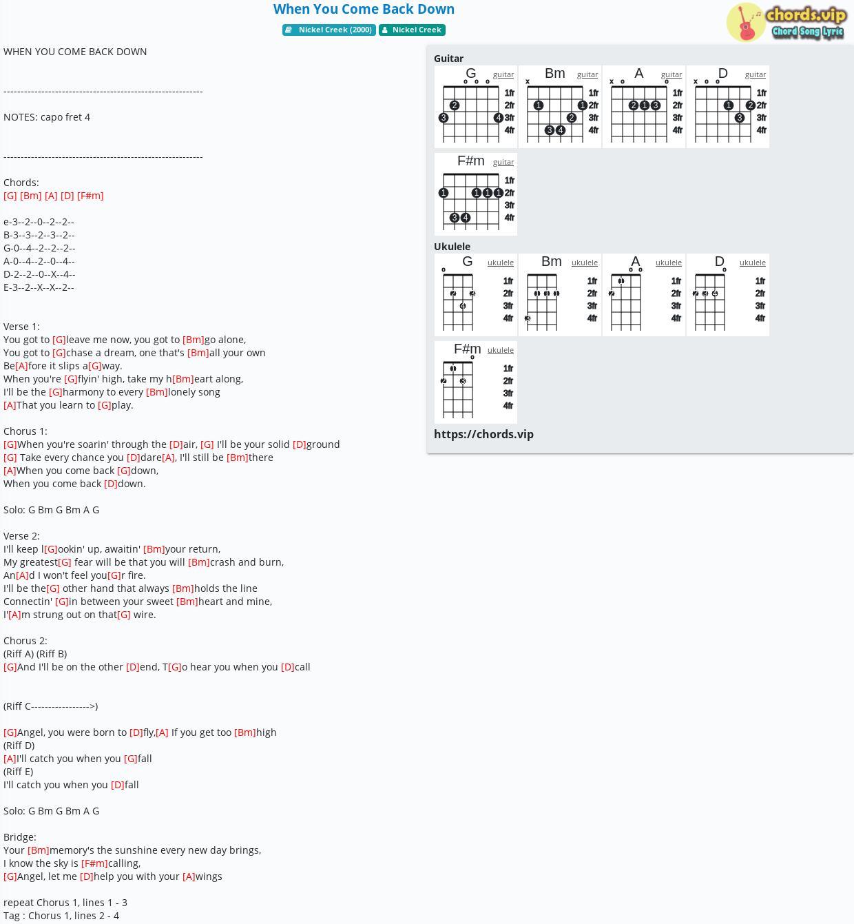 Chord When You Come Back Down Nickel Creek Tab Song Lyric Sheet Guitar Ukulele Chords Vip Chord When You Come Back Down Nickel Creek Tab Song Lyric Sheet Guitar Ukulele Chords Vip