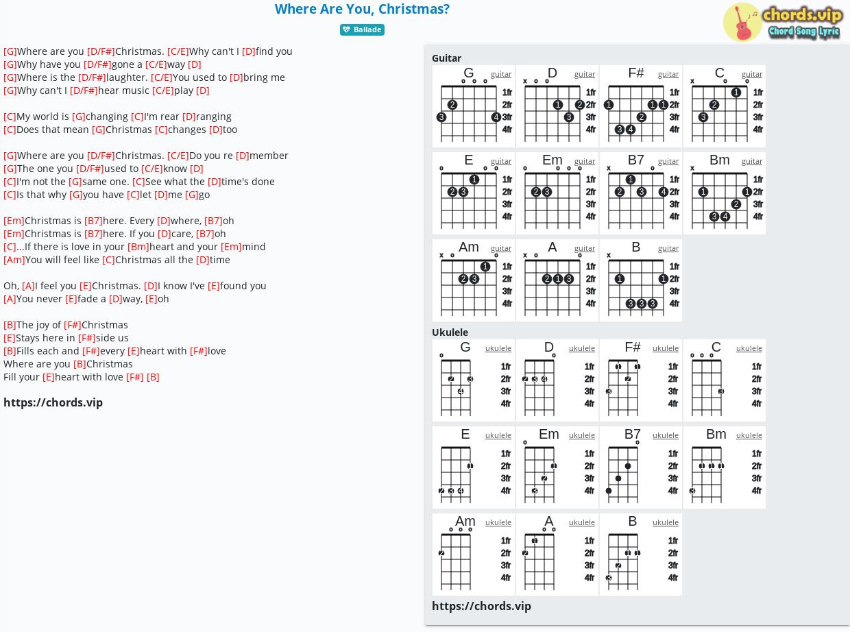 Chord Where Are You, Christmas? tab, song lyric, sheet, guitar, ukulele chords.vip