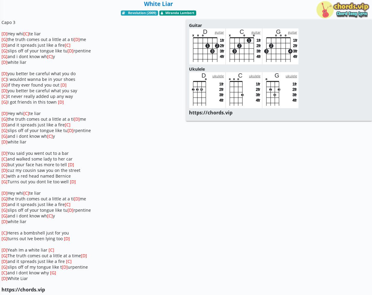 Chord White Liar Miranda Lambert Tab Song Lyric Sheet Guitar Ukulele Chords Vip