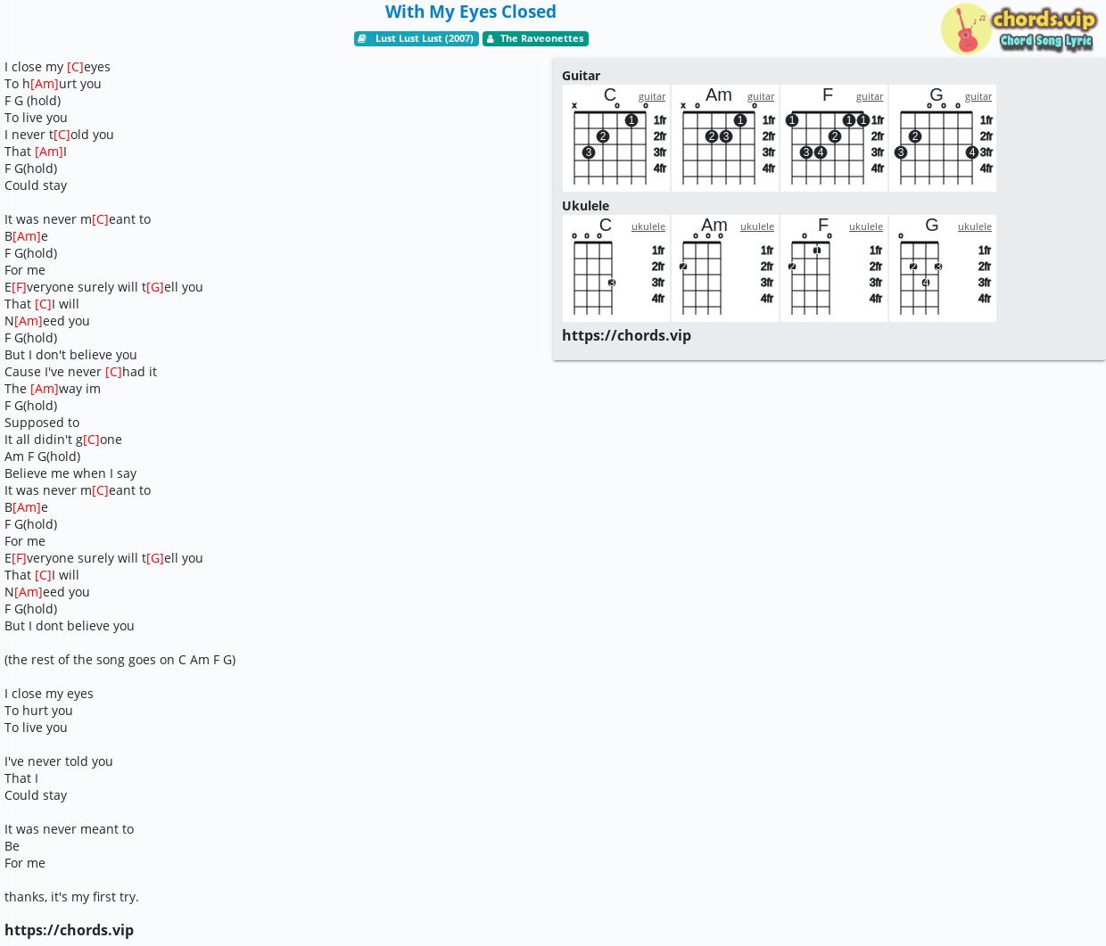 Chord With My Eyes Closed The Raveonettes Tab Song Lyric Sheet Guitar Ukulele Chords Vip Chord With My Eyes Closed The Raveonettes Tab Song Lyric Sheet Guitar Ukulele Chords Vip