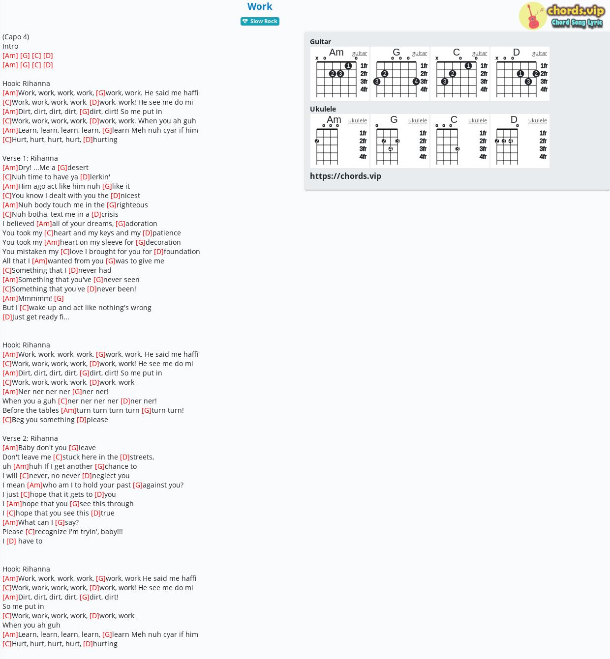 rihanna work chords